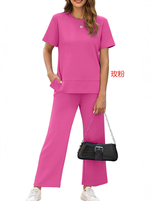 2025アマゾン独立駅越境爆品夏セクシー女性丸首tシャツゆるいプルオーバー半袖上着|undefined