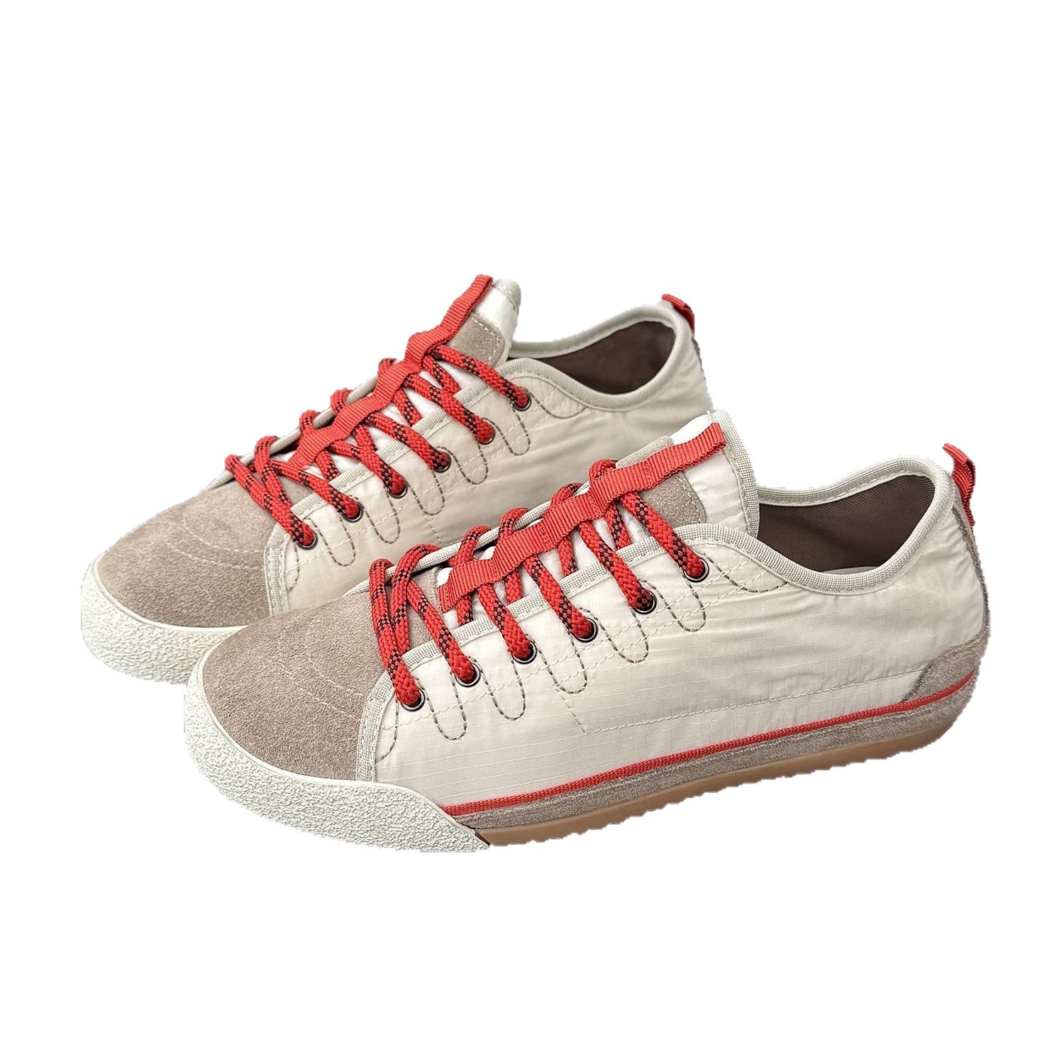 Retro Satin Soft Sole Casual Sneakers For Women 2026 Spring New Round Toe Lace-Up Color Block Versatile Fashionable_vogvips.com
