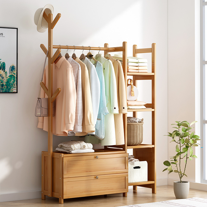 Ropa percha piso simple dormitorio hogar ropa percha almacenamiento rack guardarropa multi-función gabinete perchero