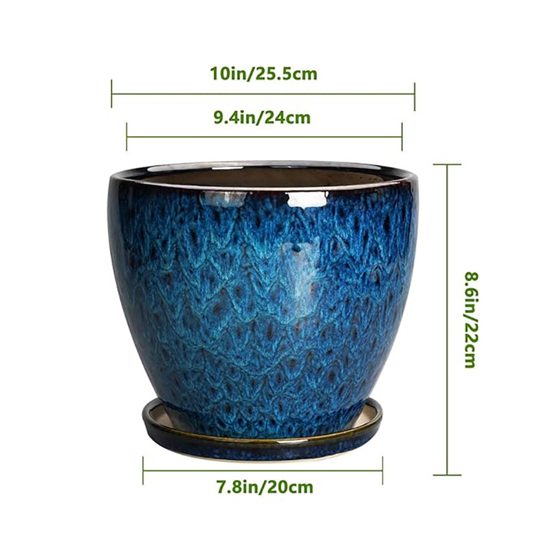 horno azul de cerámica mariposa orquídea verde plantación doméstica gran maceta decoración para el hogar con bandeja Amazon