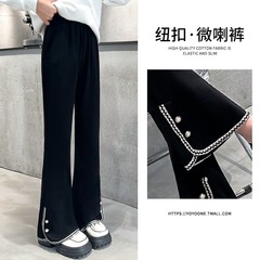女の子の黒いカジュアルパンツ2025春秋の新型の子供の韓国版の流行のスピーカーのズボンの薄いズボンの春