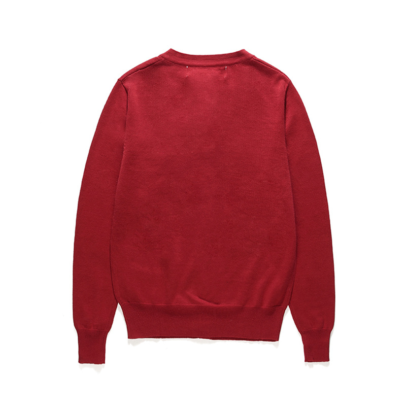 日本のトレンドブランド「HEYPLAY」と同じスタイルのニットカーディガン、黒のカップル向け同型ウールセーター、赤いハート柄ニットセーター（女性用）