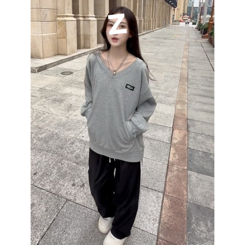 美式复古连帽套头卫衣女春秋宽松设计百搭休闲学院风松弛感外套潮|undefined