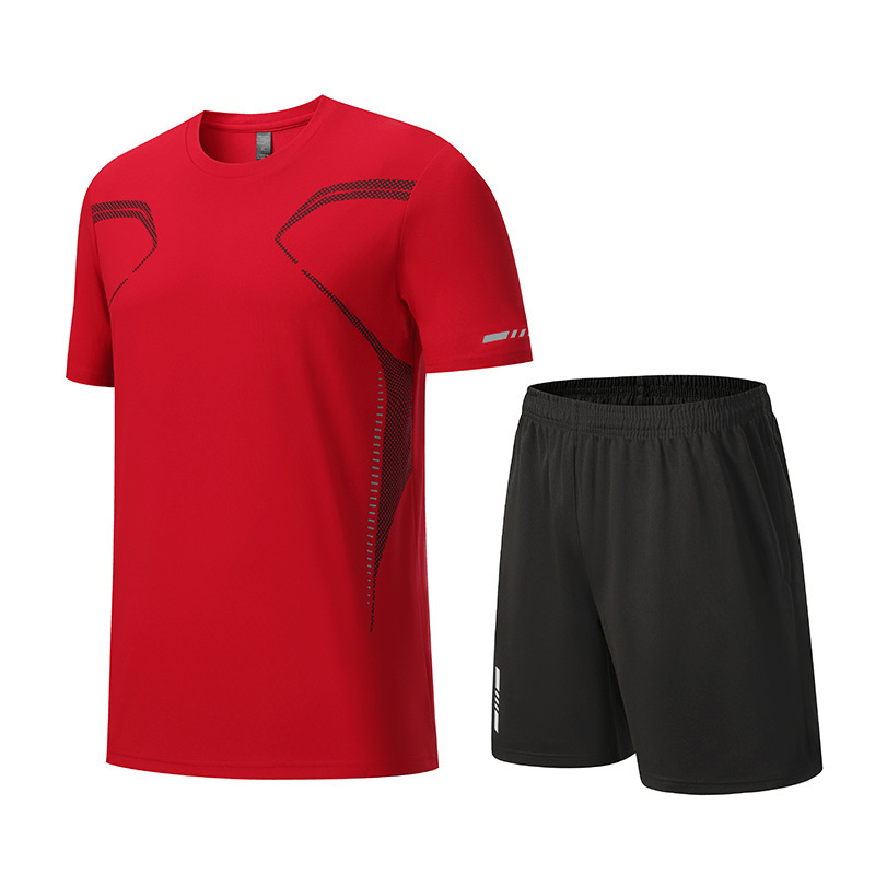 跑步服套装定制夏季速干短袖套装可印logo户外健身服运动两件套男|undefined