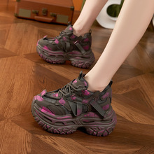 厚底老爹鞋女款2025秋冬新款擦色做旧复古休闲鞋子百搭内增高女鞋