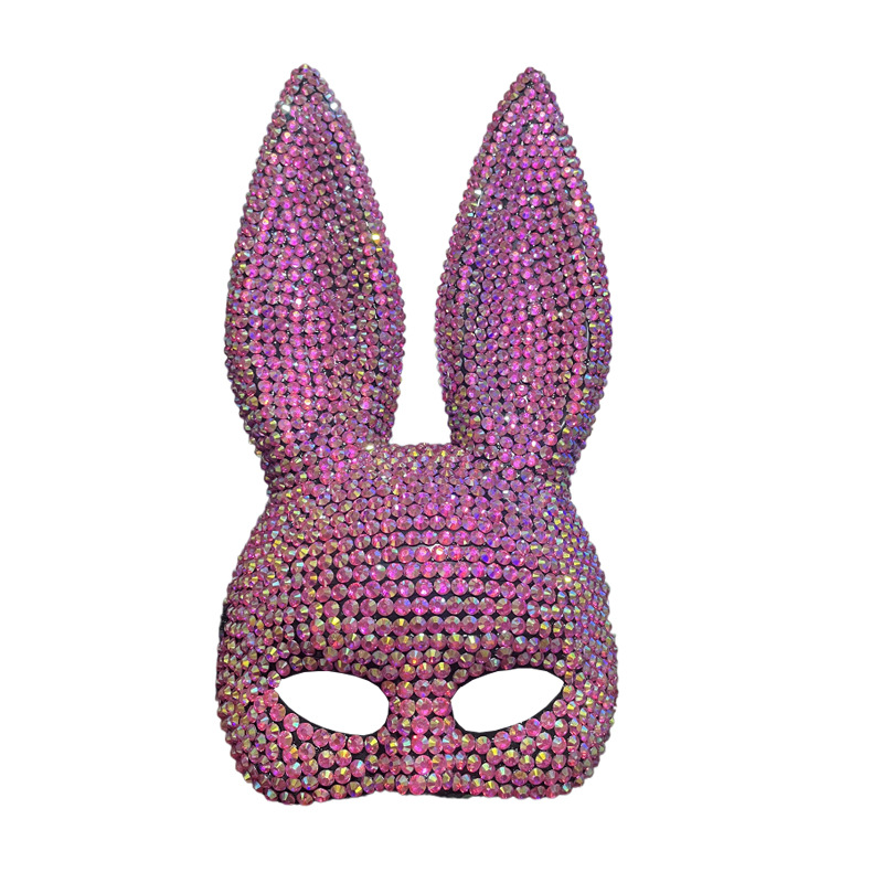Máscara de conejo con diamantes para fiestas