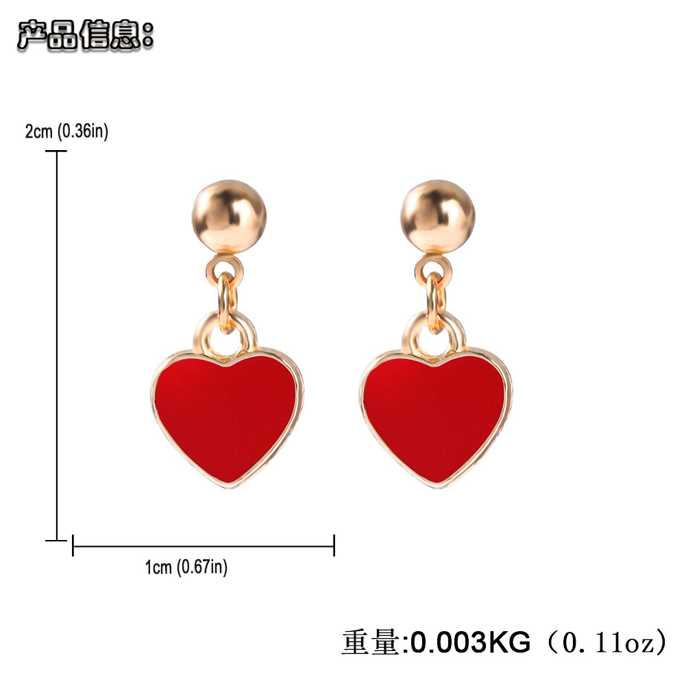 Fashion Valentineu0027s Day Alloy Drip Oil Heart Shaped Earrings Wholesale