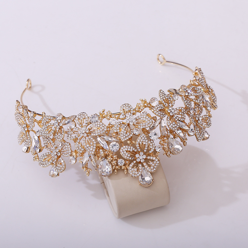 357g Weight Crown Hair Accessories Type 1 Piece Quantity Wedding, Birthday, Festival Occasion Alloy Material Leaves Pattern All Seasons Season Women's Gender Diamond Design Simple Style, Shiny Style Simple Style Shiny Women's Leaves Alloy Diamond Crown 16