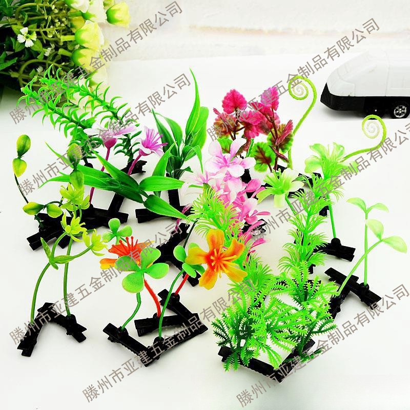 卖萌神器小草发夹豆芽花头上长草发夹值物长草仿真槙物头花批发