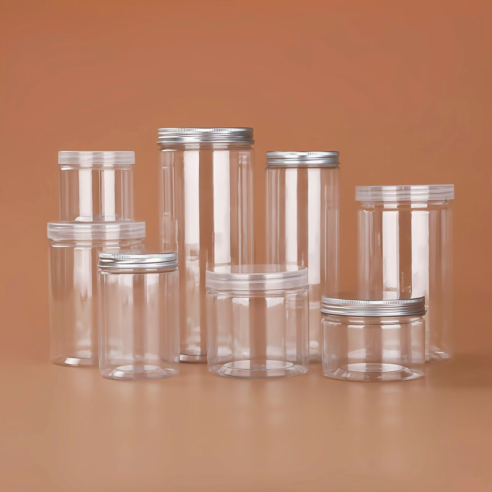 pet透明85广口瓶五谷杂粮坚果零食糖果塑料罐花茶储存螺旋密封罐