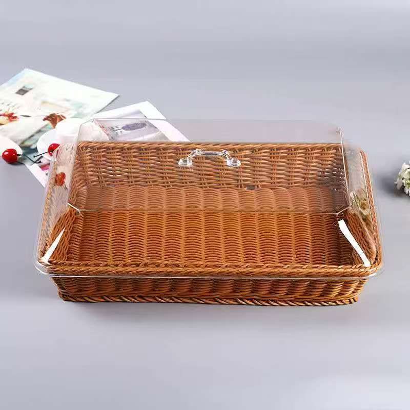 Handwoven Rattan Storage Basket With Lid Handles And Inner Lining_voghion.com