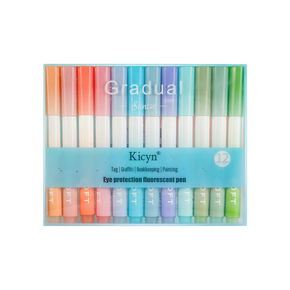 Conjunto de resaltador de color gradiente estudiantes de marca de resaltador de gran capacidad de bolígrafo creativo al por mayor