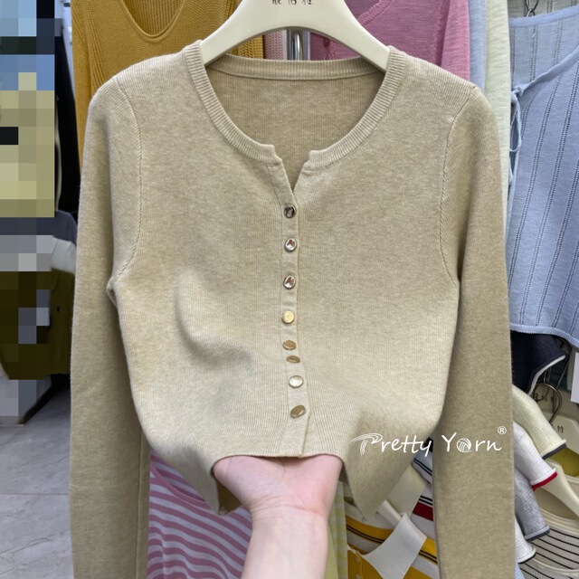Women's Knitted Cardigan Spring & Fall Outer Wear Fashionable V Neck Pure Color Slim Short Versatile Sweater Jacket Women's Knitted Cardigan Spring & Fall Outer Wear Fashionable V Neck Pure Color Slim Short Versatile Sweater Jacket