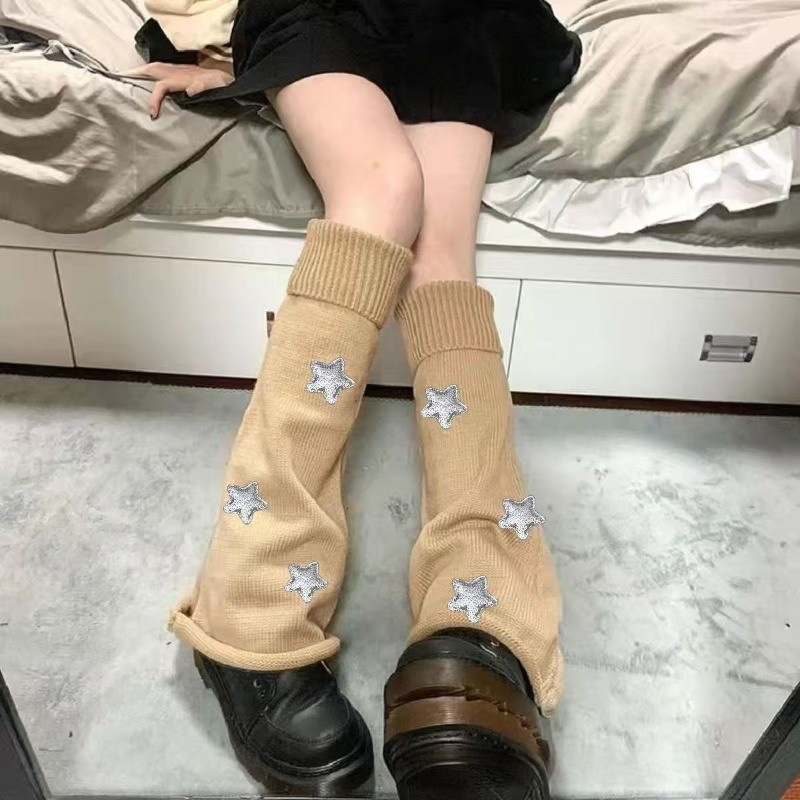 y2k亚文化jk袜子长筒小腿袜针织袜套星星腿套辣妹袜堆堆袜百搭女