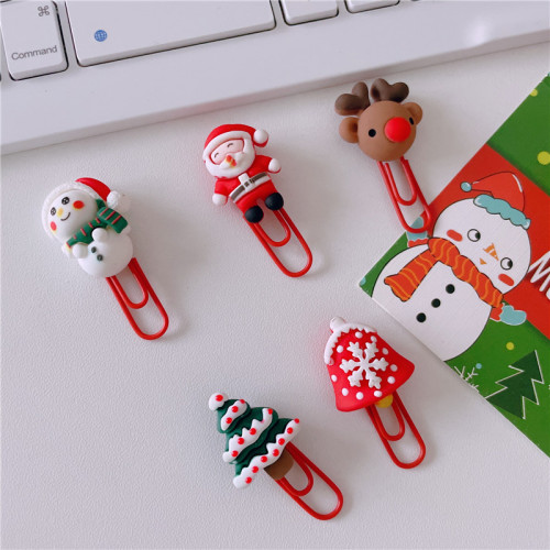 Christmas resin cute paper clip office document storage finishing binding student prizes Christmas gifts