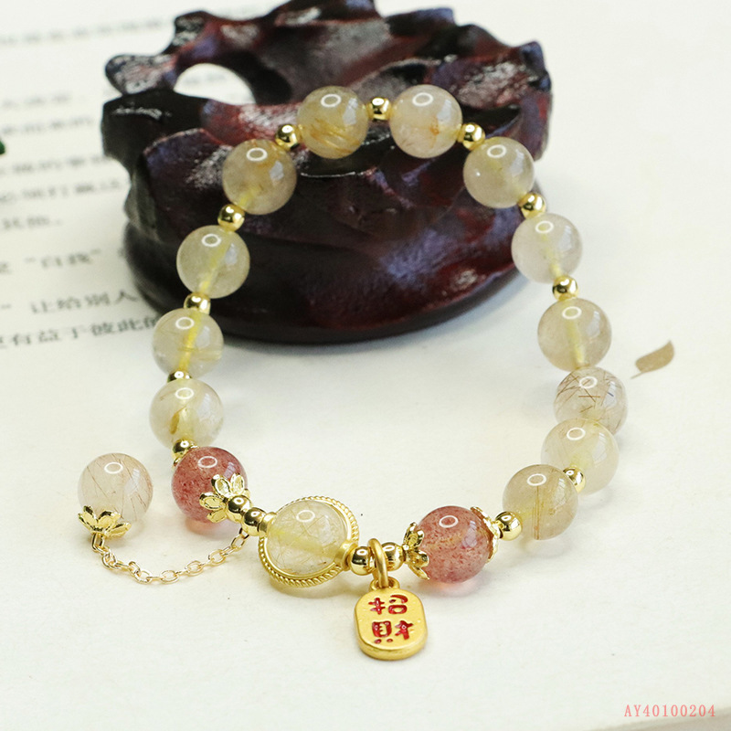 골든 헤어 크리스탈 딸기 크리스탈 국민 패션 팔찌 (AY 40100204 ）