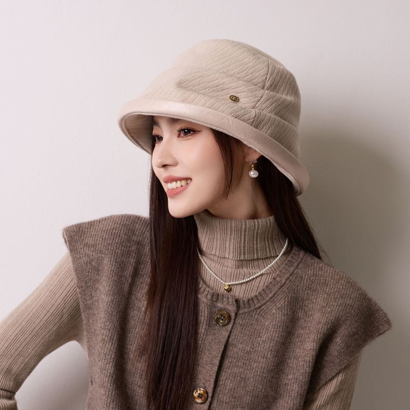 新款秋冬卷边渔夫帽女出游灯芯绒保暖盆帽小众高级感气质百搭帽子|undefined