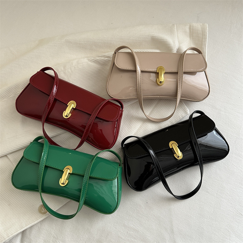 French-Style Personality Trendy Baguette Bag 2025 New Lock Fashion Retro Underarm Bag Stylish Single Shoulder Handbag Square Bag
