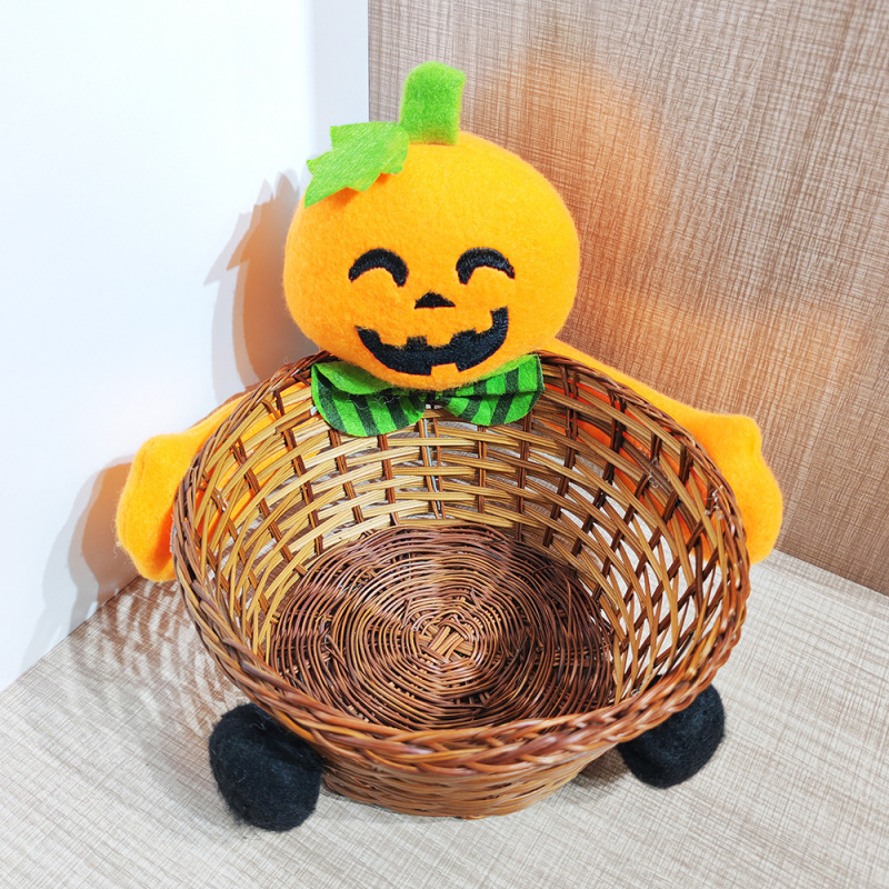 新しいハロウィーン装飾パーティー用品ホームオフィスデスクトップ収納バスケットハロウィーン竹バスケットキャンディーバスケット卸売り|undefined