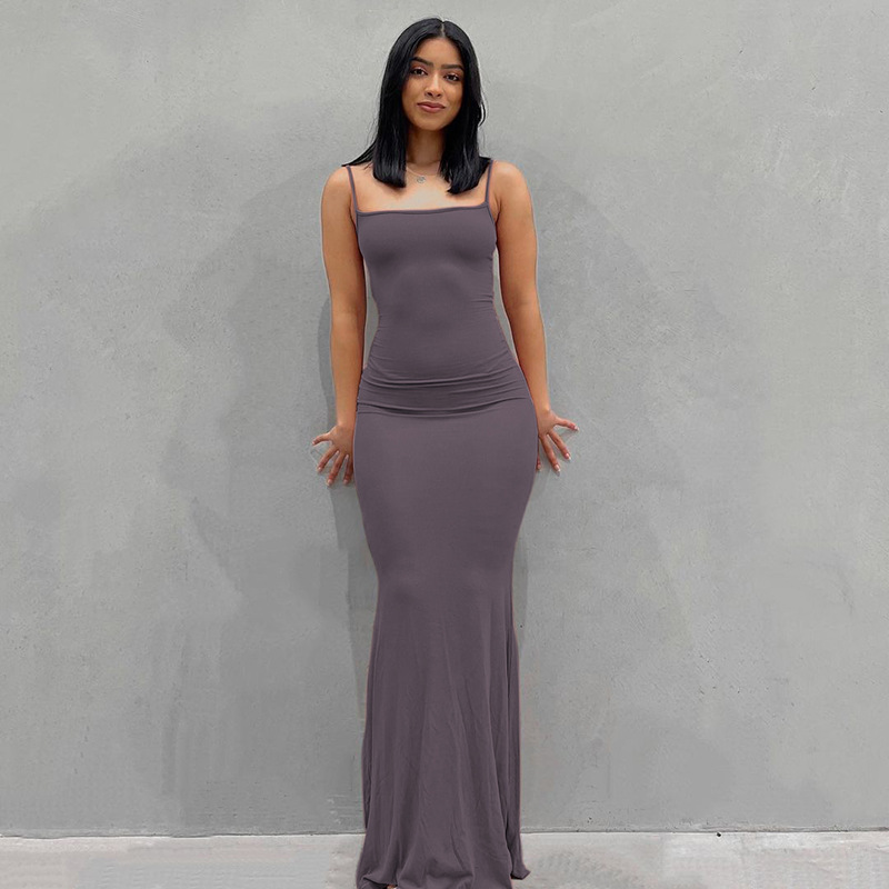 Women's Strap Dress Simple Style Strap Sleeveless Solid Color Maxi Long Dress Daily display picture 17