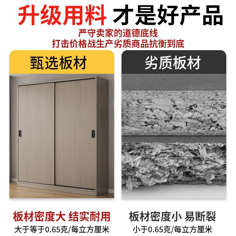 推拉门简易衣柜家用卧室木质经济出租房小户型收纳储物挂衣橱|undefined