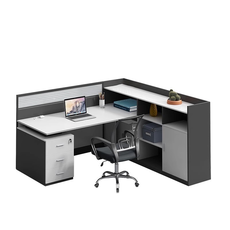 Mesa y silla de oficina simple y moderna de personal combinada tarjeta de trabajo para cuatro personas doble mesa de computadora de posición única