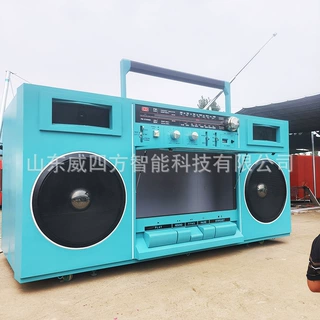 定制餐车 巨型复古收音机售卖车 多功能美陈摆件餐饮车创意小吃车