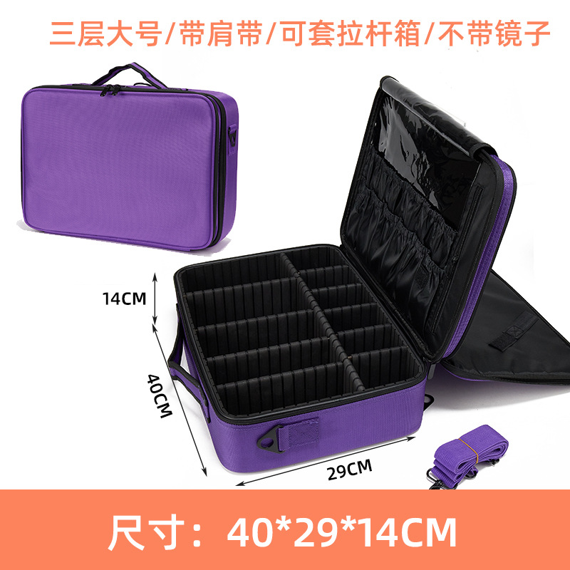 Bolsa de maquillaje portátil de gran capacidad con espejo, bolsa de almacenamiento para herramientas de tatuadores y manicuristas, bolsa con compartimentos desmontables, impermeable