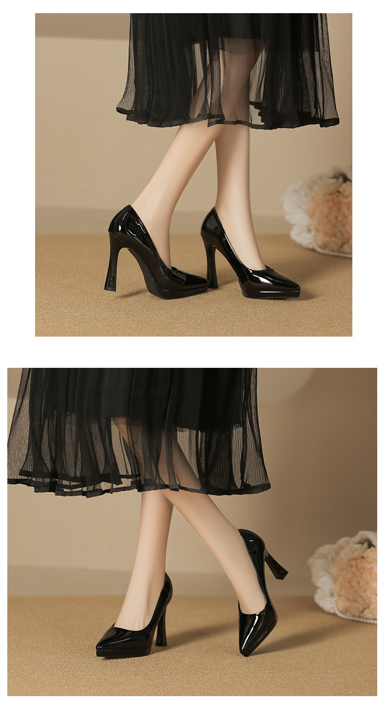 Giày cao gót mũi nhọn nữ miệng nông gót 12 cm — Màu nude-12cm chi tiết 8