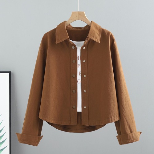 Women's Jeans Fashion Coat Spring and Autumn Short Version Korean Style Loose Matchable Long Sleeve Shirt Work Jacket Top Trendy