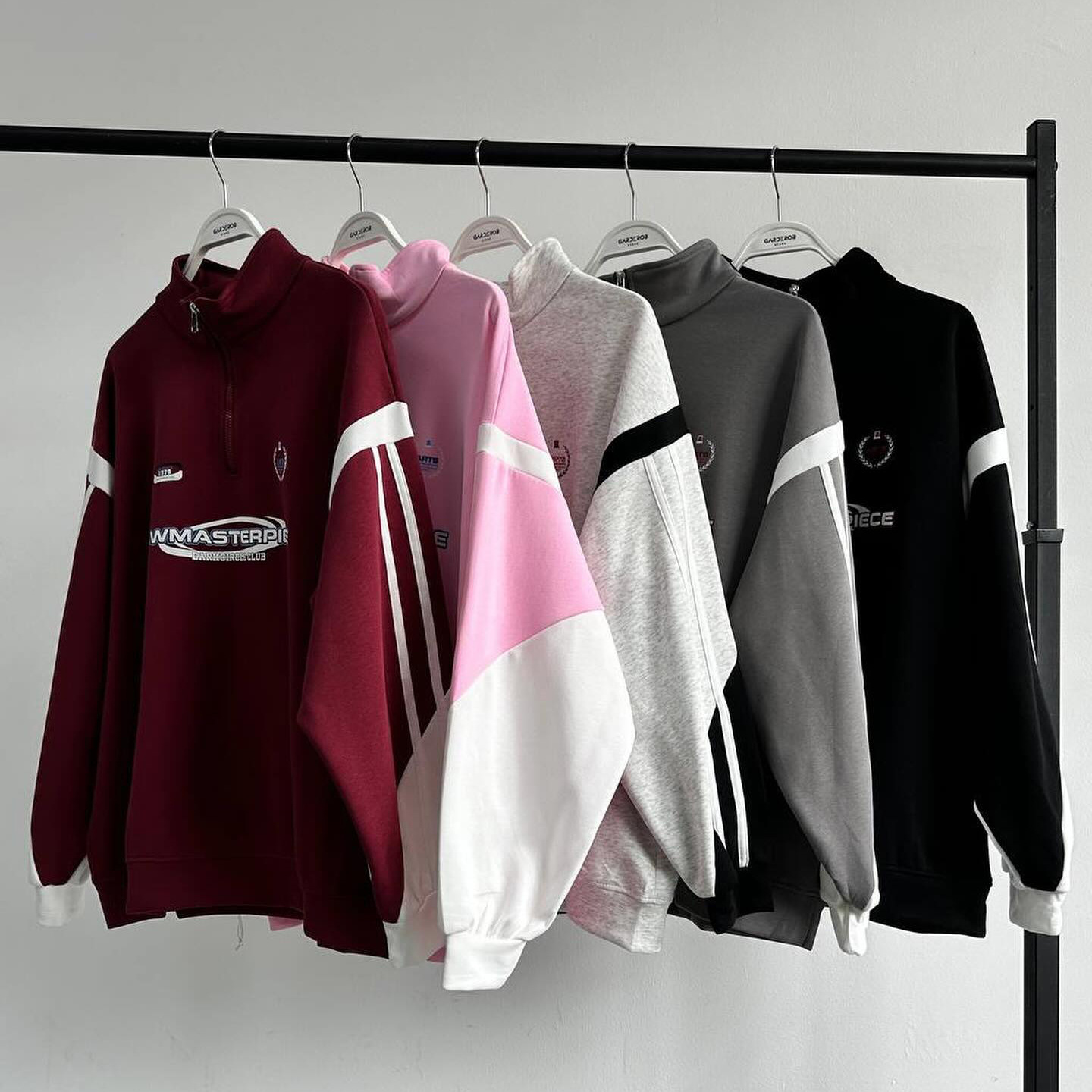 American Half-Zip Stand Collar Jacket Trendy Street Style Letter Print Color-Block Sports Sweatshirt For Women Autumn_voghion.com