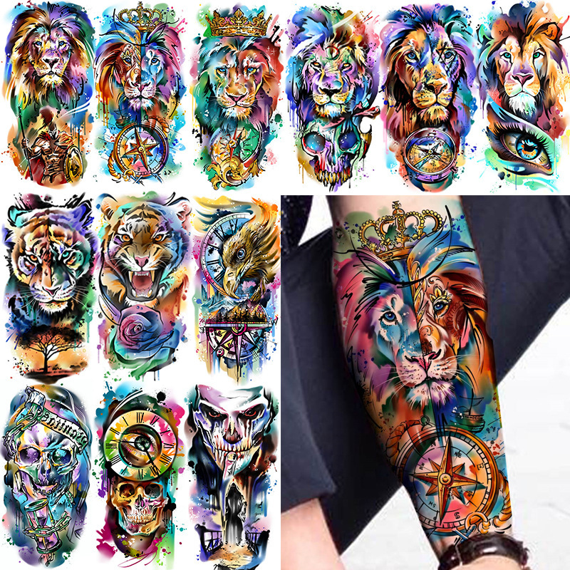 Watercolor Animal Skull Temporary Tattoo Stickers Waterproof In-Stock Arm Tattoo Stickers Temu European and American Tattoo Amazon Watercolor Animal Skull Temporary Tattoo Stickers Waterproof In-Stock Arm Tattoo Stickers Temu European and American Tattoo Amazon