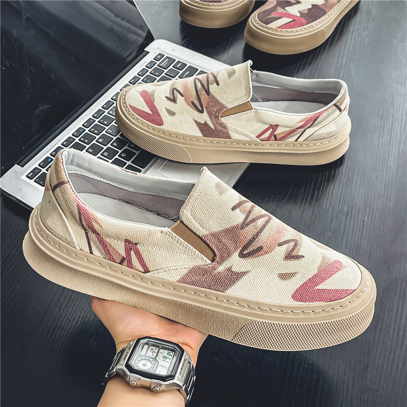 Tiktok 2023 Sommer Fußanzug Old Beijing Casual Student Canvas Low Top Slip auf Stoffschuhe männlich_voghion.com