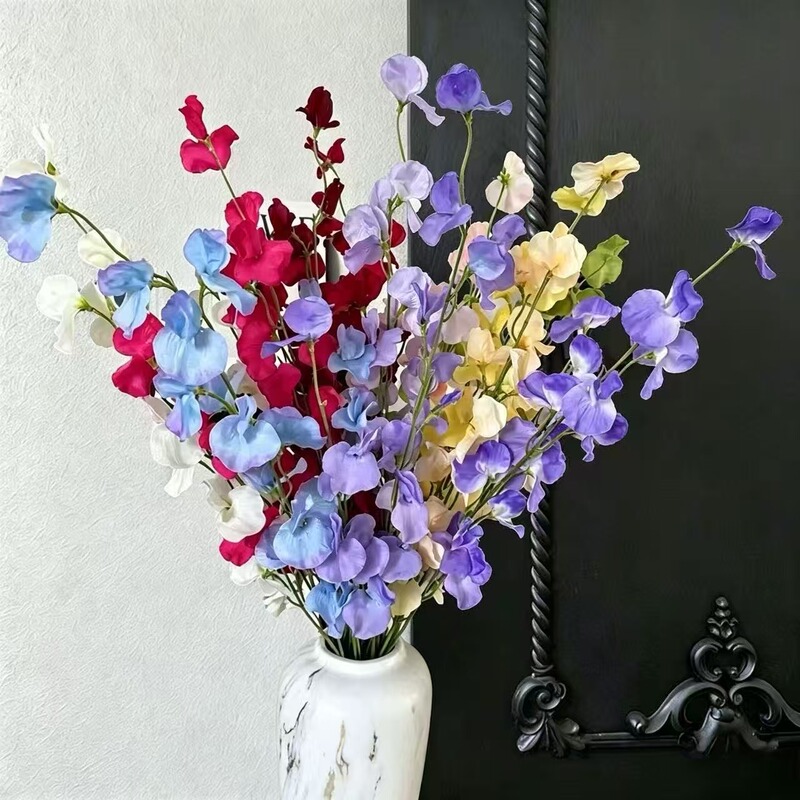 Pea Flower Wedding Artificial Flower Scene Arrangement Flower Row High-Rise Shopping Mall Display Fake Flower Landscaping Home Decoration Flower