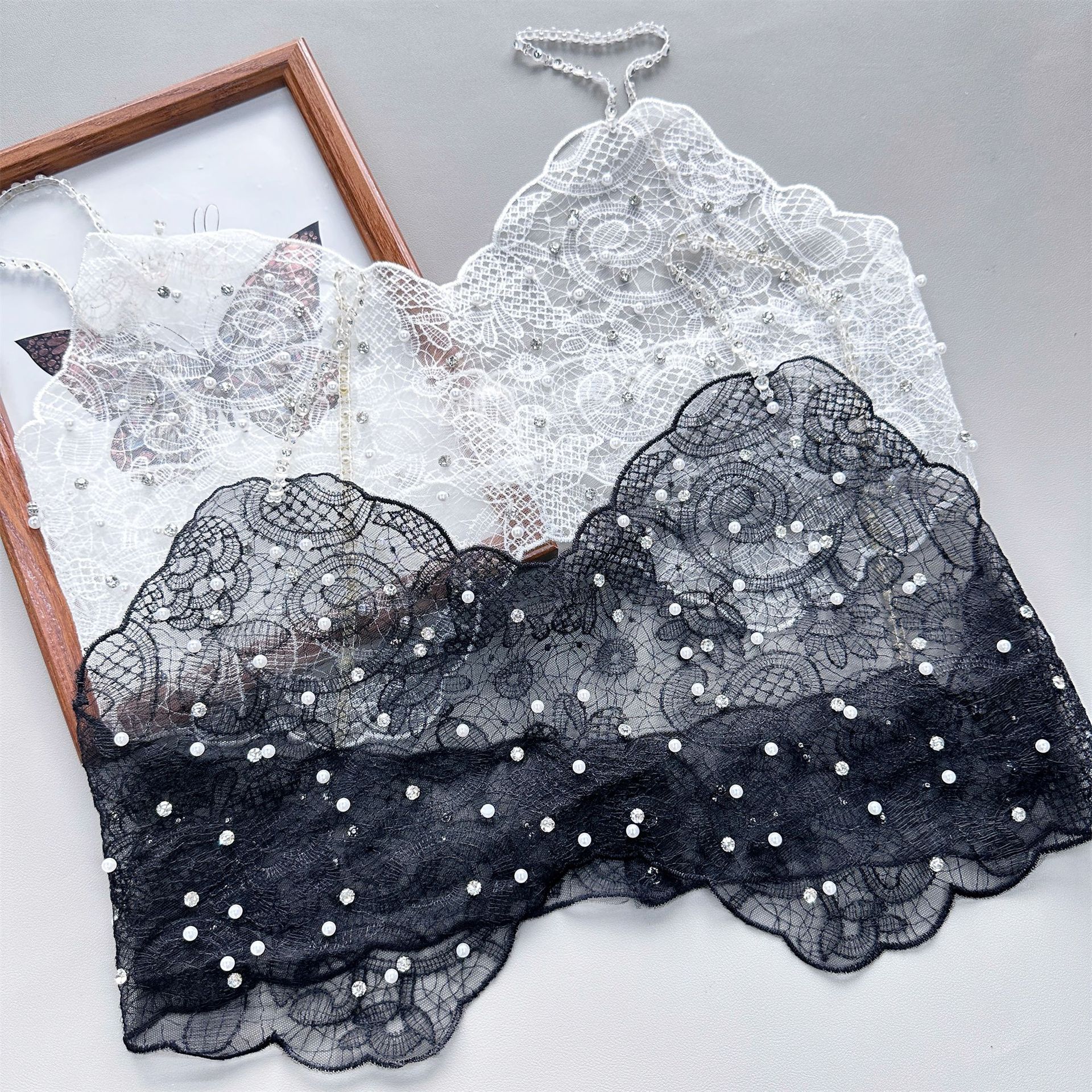 Teje de malla bordado perla pequeña colga de decoración exterior con ropa de abrigo DIY accesorios de decoración de interés