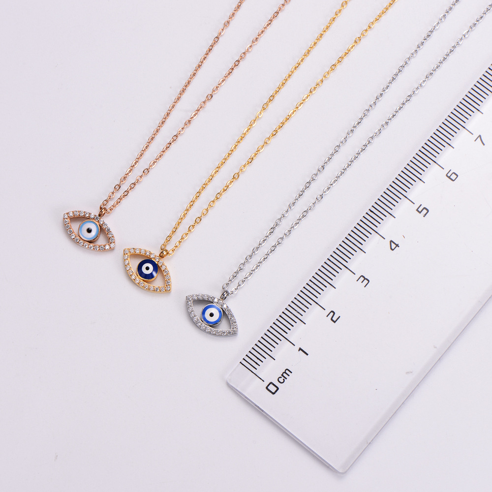 Womenu0027S Fashion Eye Titanium Steel Rhinestone Pendant Necklace Inlay Stainless Steel Necklaces