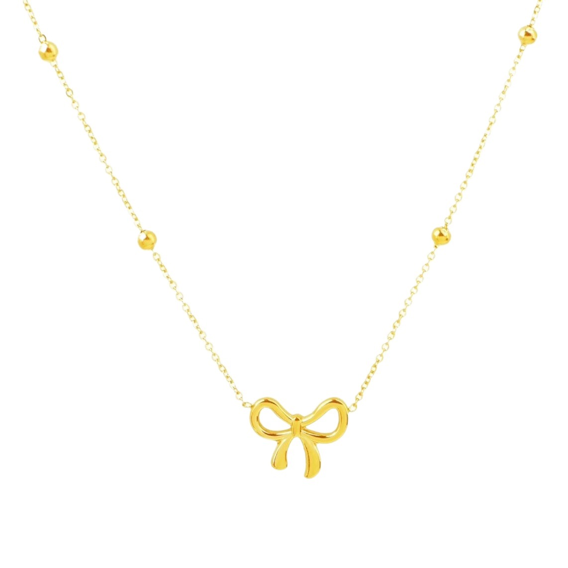 Nuevo diseño de nicho de acero de titanio transfronterizo sin decoloración lindo collar colgante de lazo hueco joyería de cadena de clavícula femenina image 1
