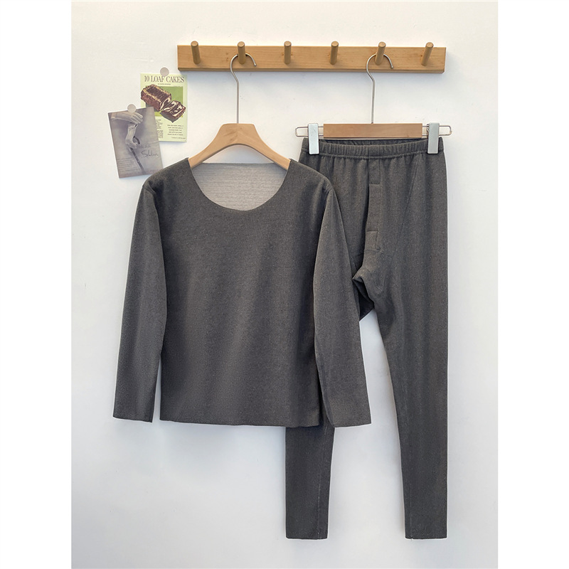 Men's Thermal Base Layer Set, Men's Round Neck Seamless Underwear, Youth Autumn Clothes and Long Pants Set