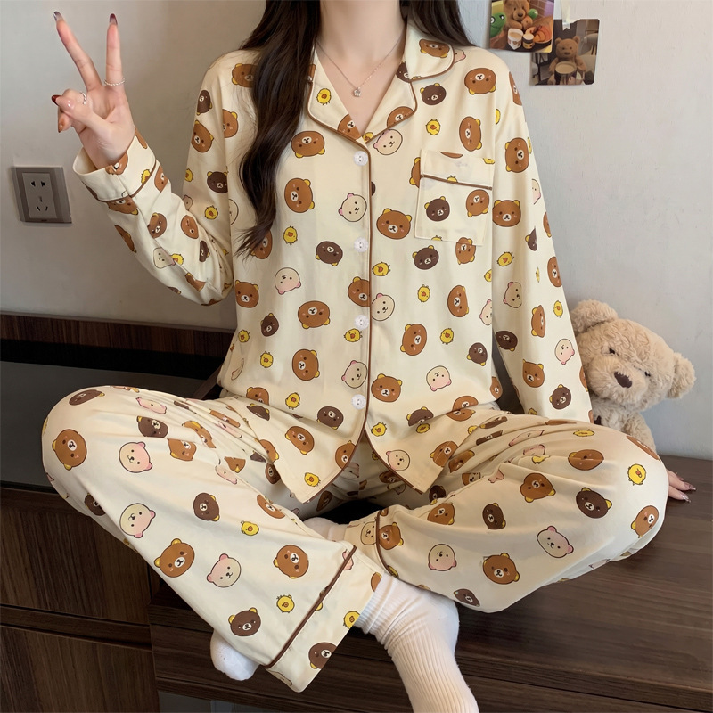 High-Quality Japanese-Style Rilakkuma Cartoon Cute Pajamas for Women, Spring and Autumn Thin Long-Sleeve Long-Pants Two-Piece Set Wholesale High-Quality Japanese-Style Rilakkuma Cartoon Cute Pajamas for Women, Spring and Autumn Thin Long-Sleeve Long-Pants Two-Piece Set Wholesale