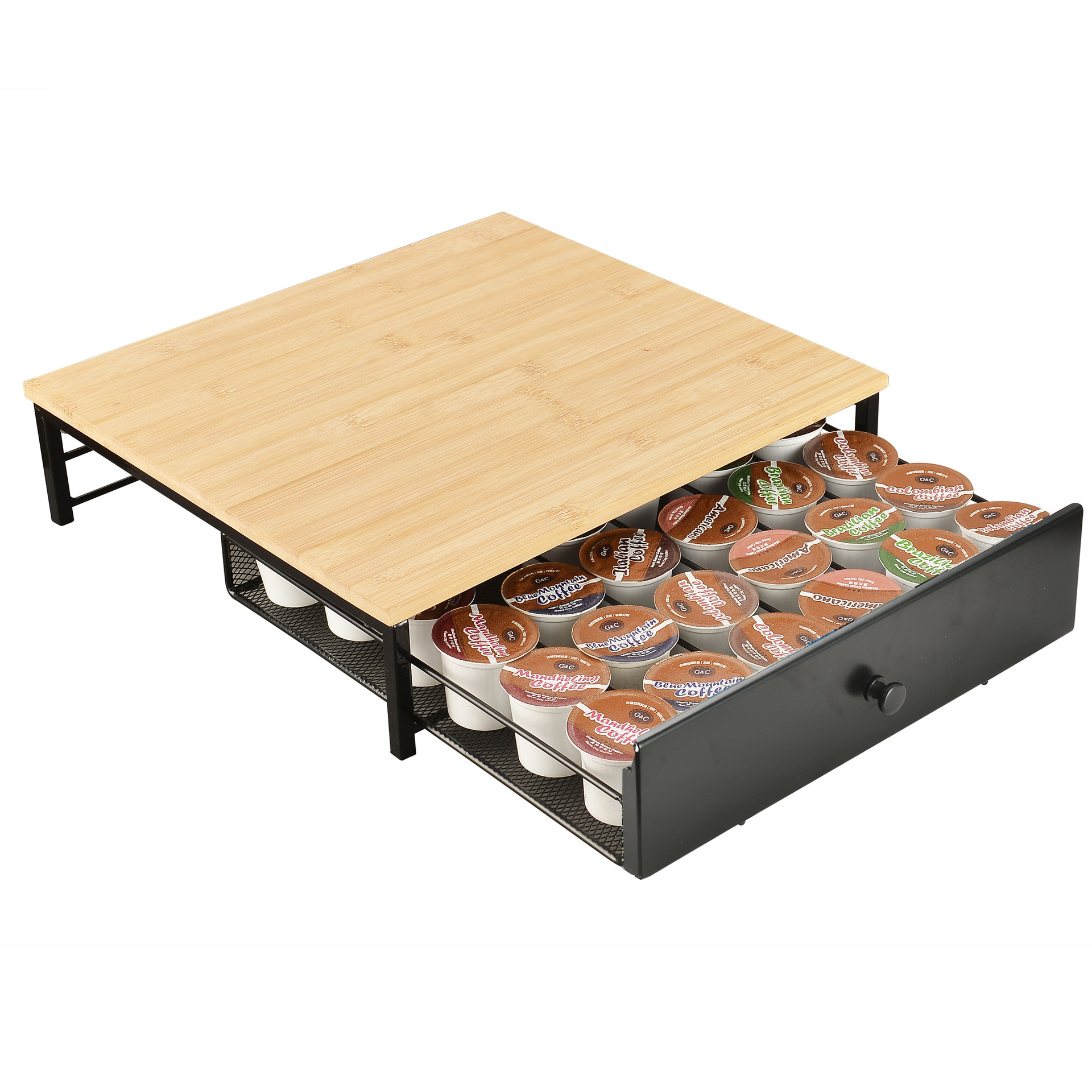 OASISWJYZ1346 Soporte de almacenamiento de cápsulas de café de cajón Escritorio de bambú