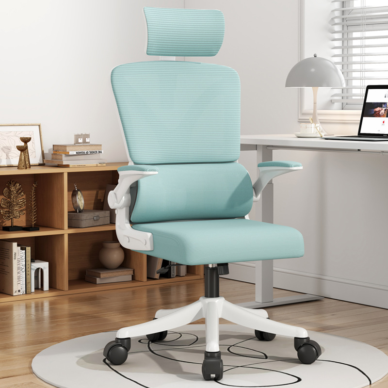 Silla de oficina doble espalda cintura soporte Flip apoyabrazos largo sentado no cansado ergonómico personal silla de la computadora en casa silla de malla