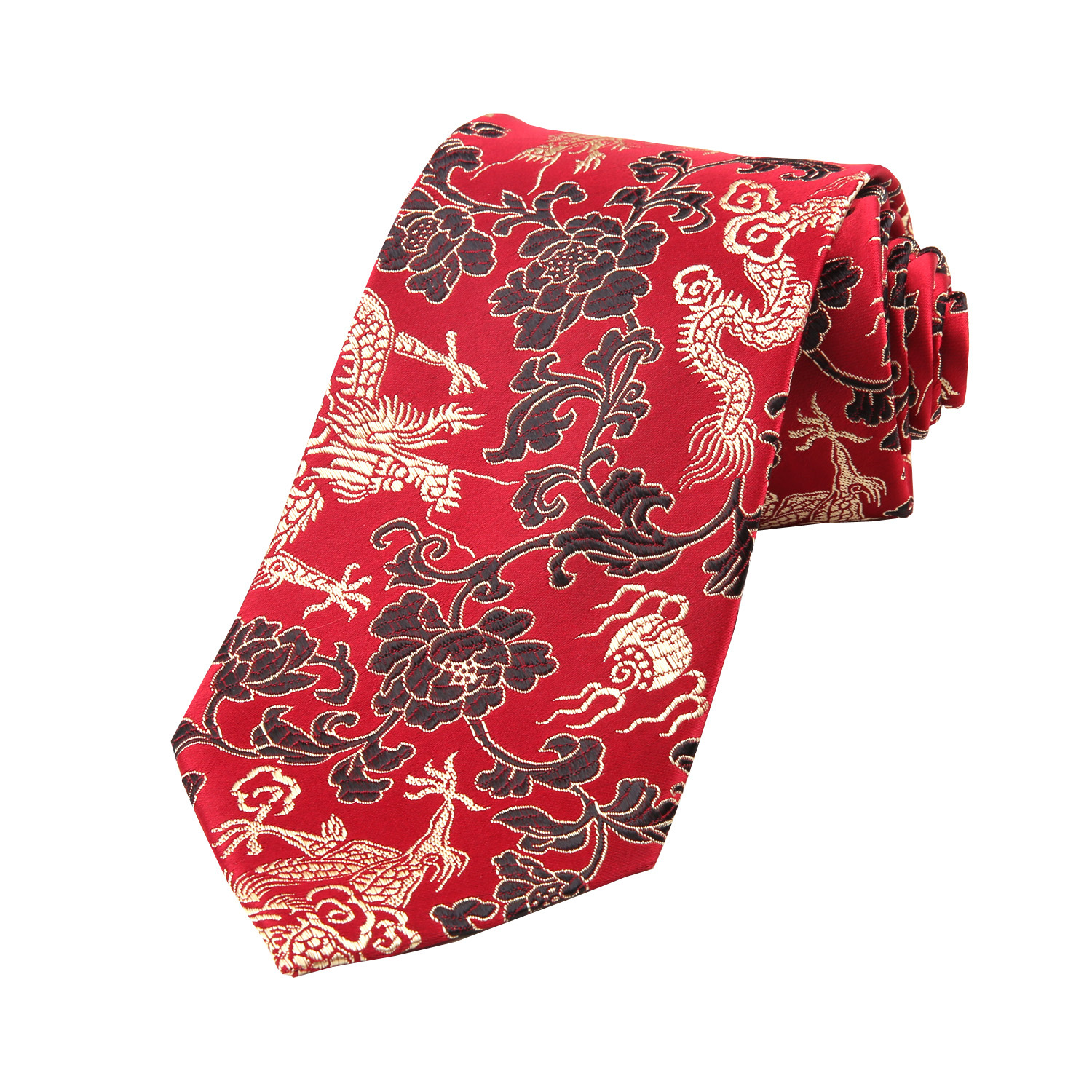 Retro men's formal wear 9cm gorgeous ethnic style Chinese style red dragon pattern wide version totem celebration tie_voghion.com