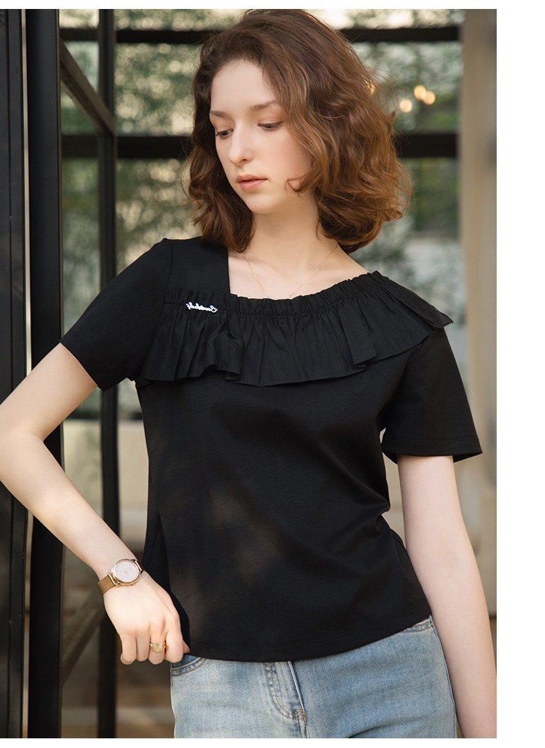 GraceChic GraceChic European Fashion Patchwork Ruffled Lace Top For Women 2025 Summer New Stylish White Versatile Youthful Blouse_voghion.com