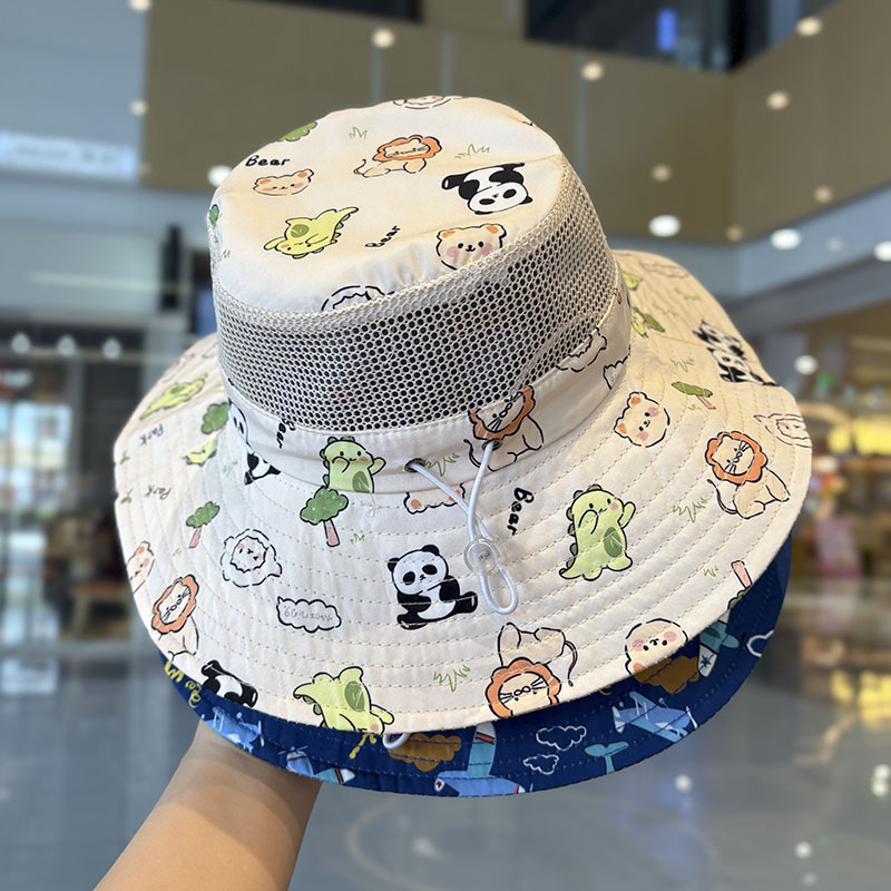 Sombrero de malla de verano para niños, sombrero grande, sombrilla, protector solar, sombrero para el sol transpirable al aire libre para bebés, sombreros de pescador para niños y niñas