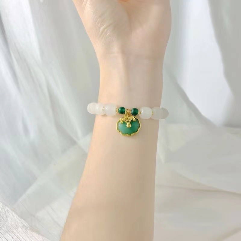 S073-백옥녹색구슬팔찌 녹색장수자물쇠#SZ568 모델