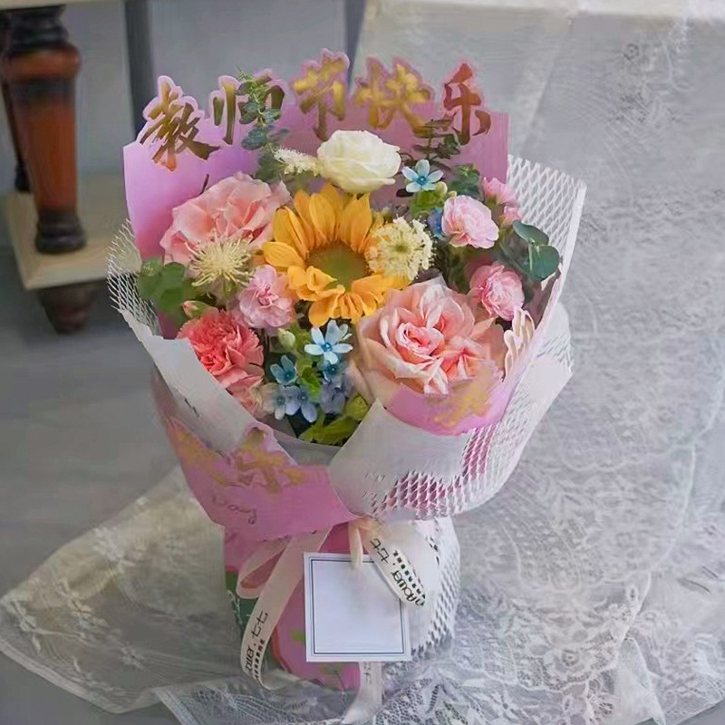 Changyi 卸売 ins 立体ホットスタンピング紙手作り花の包装材料防水材料ハイエンドフラワー包装紙|undefined