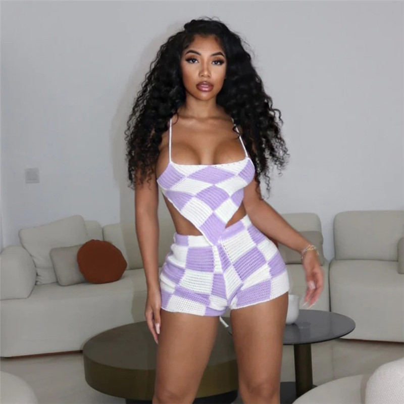 Knitted Halter Vest Suit 2