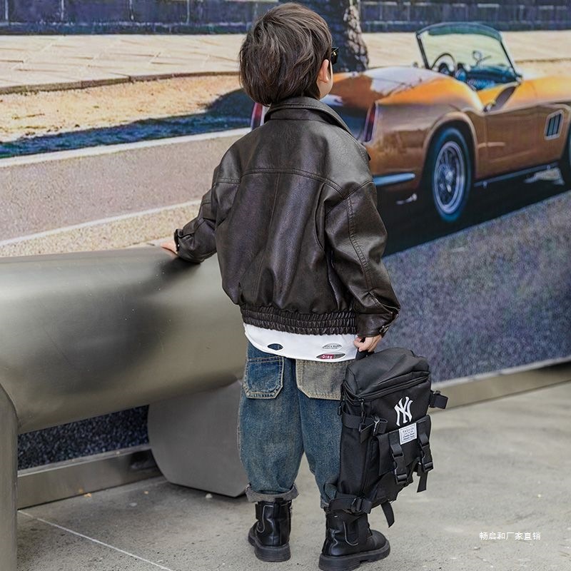 童装男童皮衣外套2025新款儿童春秋款皮夹克洋气韩版外衣潮现货