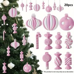 越境新品クリスマスツリー装飾ピンクキャンディー杖祭り木製ペンダントクリスマスピンク装飾ペンダント