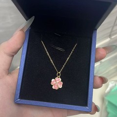 银誓 纯银999时尚魅力四叶草花瓣吊坠项链 女锁骨链
